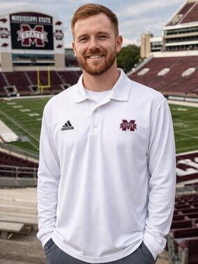 Adidas Mississippi State MSU Climalite Long Sleeve Polo White 2XL NWT